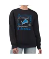 G-iii 4her By Carl Banks Women's Black Detroit Lions Collage Graphic Fleece Pullover Sweatshirt In Multi