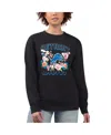 G-iii 4her By Carl Banks Women's Black Detroit Lions Flower Logo Graphic Fleece Pullover Sweatshirt In Black