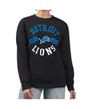 G-iii 4her By Carl Banks Women's Black Detroit Lions Large Team Graphic Fleece Pullover Sweatshirt In Multi