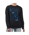 G-iii 4her By Carl Banks Women's Black Detroit Lions Lots Of Love Graphic Fleece Pullover Sweatshirt In Black