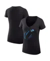 G-iii 4her By Carl Banks Women's Black Detroit Lions Super-slim Fit Lightweight Subtle Football V-neck T-shirt In Black