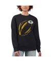 G-iii 4her By Carl Banks Women's Black Green Bay Packers Football Logo Graphic Fleece Tri-blend Pullover Sweatshirt In Multi