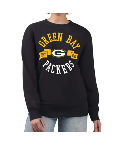 G-iii 4her By Carl Banks Women's Black Green Bay Packers Large Team Graphic Fleece Pullover Sweatshirt