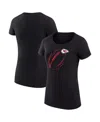 G-iii 4her By Carl Banks Women's Black Kansas City Chiefs Super-slim Fit Lightweight Subtle Football T-shirt In Black