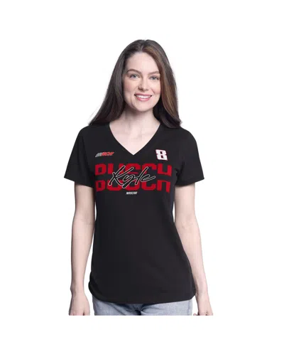 G-iii 4her By Carl Banks Women's Black Kyle Busch Batter Up V-neck T-shirt