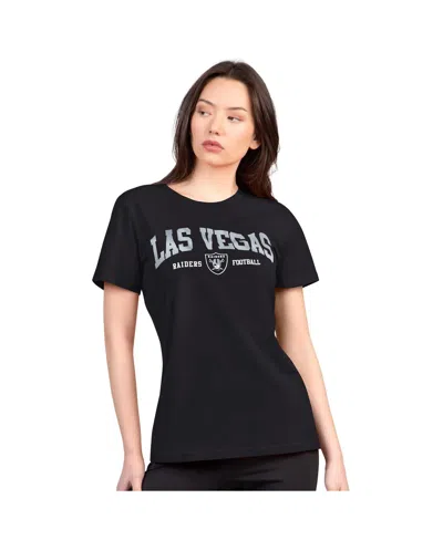 G-iii 4her By Carl Banks Women's Black Las Vegas Raiders Super-slim Lightweight Winning Crew T-shirt