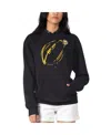G-iii 4her By Carl Banks Women's Black Minnesota Vikings Football Logo Fleece Tri-blend Pullover Hoodie In Black