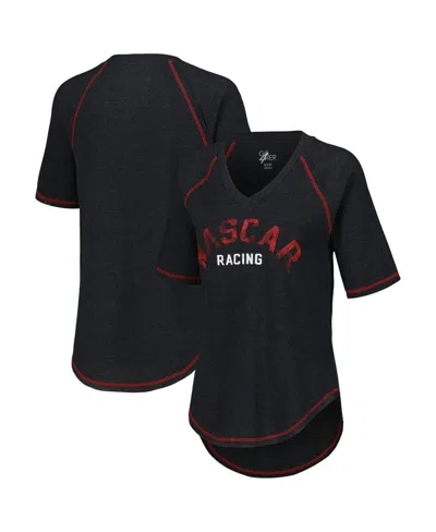 G-iii 4her By Carl Banks Women's Black Nascar Ball Chase Tri-blend Thermal Raglan Top In Blue