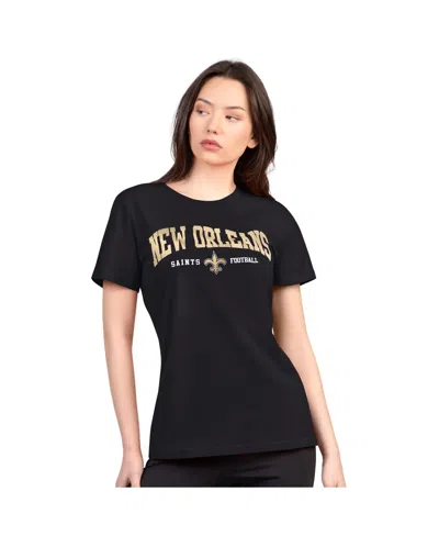 G-iii 4her By Carl Banks Women's Black New Orleans Saints Super-slim Lightweight Winning Crew T-shirt