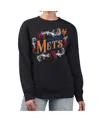 G-iii 4her By Carl Banks Women's Black New York Mets Retro Roses Fleece Pullover Sweatshirt In Black