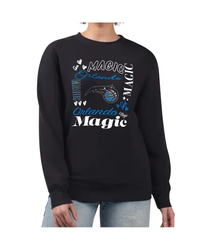 G-iii 4her By Carl Banks Women's Black Orlando Magic Collage Team Graphic Fleece Pullover Sweatshirt