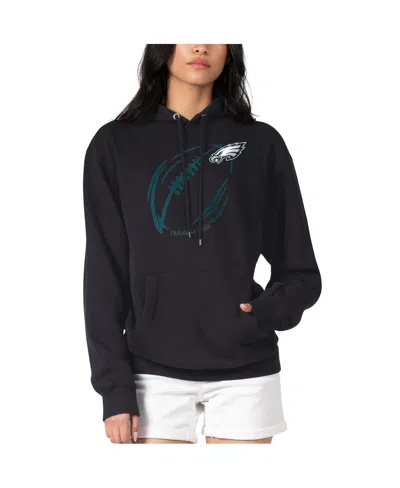 G-iii 4her By Carl Banks Women's Black Philadelphia Eagles Football Logo Fleece Tri-blend Pullover Hoodie