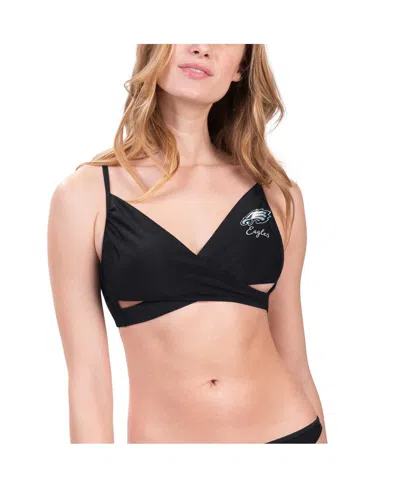 G-iii 4her By Carl Banks Women's Black Philadelphia Eagles Hall Of Fame Bikini Top