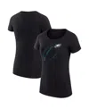 G-iii 4her By Carl Banks Women's Black Philadelphia Eagles Super-slim Fit Lightweight Subtle Football T-shirt In Black