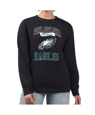 G-iii 4her By Carl Banks Women's Black Philadelphia Eagles Team Logo Graphic Tri-blend Pullover Sweatshirt