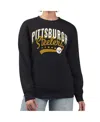 G-iii 4her By Carl Banks Women's Black Pittsburgh Steelers Filigree Logo Graphic Fleece Pullover Sweatshirt In Multi