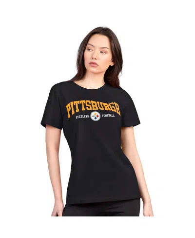 G-iii 4her By Carl Banks Women's Black Pittsburgh Steelers Super-slim Lightweight Winning Crew T-shirt