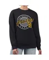 G-iii 4her By Carl Banks Women's Black San Diego Padres Pinstripe Circle Team Fleece Pullover Sweatshirt In Black