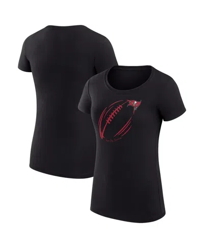 G-iii 4her By Carl Banks Women's Black Tampa Bay Buccaneers Super-slim Fit Lightweight Subtle Football T-shirt