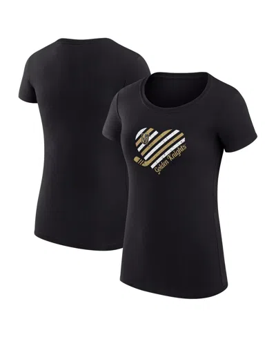 G-iii 4her By Carl Banks Women's Black Vegas Golden Knights Super-slim Fit Lightweight Heart T-shirt