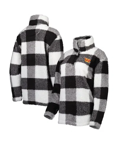 G-iii 4her By Carl Banks Women's Black Washington Commanders Sherpa Plaid Quarter-zip Jacket