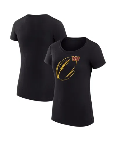 G-iii 4her By Carl Banks Women's Black Washington Commanders Super-slim Fit Lightweight Subtle Football T-shirt
