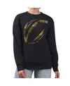 G-iii 4her By Carl Banks Women's Black/gold San Francisco 49ers Metallic Print Football Sketch Fleece Crewneck Sweatshirt In Multi