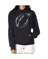 G-iii 4her By Carl Banks Women's Black/silver Las Vegas Raiders Metallic Print Football Sketch Fleece Pullover Hoodie In Black