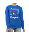 G-iii 4her By Carl Banks Women's Blue New York Rangers Collage Graphic Fleece Long Sleeve Pullover Sweatshirt In Blue