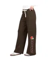 G-iii 4her By Carl Banks Brown Cleveland Browns Field Wide Leg Sweatpants In Brown