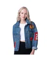 G-iii 4her By Carl Banks Women's Chicago Blackhawks Game Ball Cropped Button-up Denim Jacket In Denim