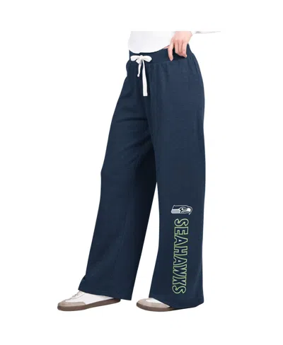 G-iii 4her By Carl Banks Women's College Navy Seattle Seahawks Field Wide Leg Sweatpants In Blue