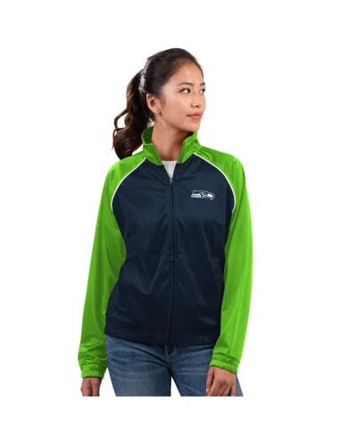 G-iii 4her By Carl Banks Women's College Navy Seattle Seahawks Replay Full-zip Track Jacket In Blue