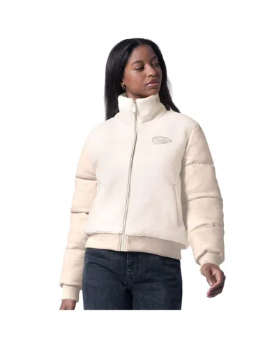 G-iii 4her By Carl Banks Women's Cream Kansas City Chiefs Cheerleader Sherpa Full-zip Jacket In Neutral