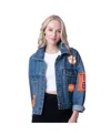 G-iii 4her By Carl Banks Women's Denim Clemson Tigers Game Ball Patches And Studs Full-button Jacket In Denim