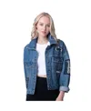 G-iii 4her By Carl Banks Women's Denim Penn State Nittany Lions Game Ball Patches And Studs Full-button Jacket In Denim