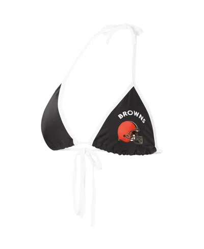 G-iii 4her By Carl Banks Women's  Black Cleveland Browns Perfect Match Bikini Top