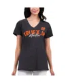 G-iii 4her By Carl Banks Women's  Black Distressed Martin Truex Jr Key Move V-neck T-shirt In Black