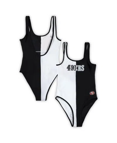 G-III 4HER BY CARL BANKS WOMEN'S G-III 4HER BY CARL BANKS BLACK SAN FRANCISCO 49ERS LAST STAND ONE-PIECE SWIMSUIT