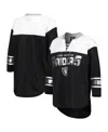 G-iii 4her By Carl Banks Women's  Black, White Las Vegas Raiders Double Team 3/4-sleeve Lace-up T-shi In Black,white