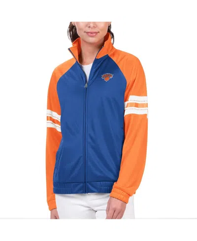 G-iii 4her By Carl Banks Women's  Blue New York Knicks Main Player Raglan Rhinestone Full-zip Track J