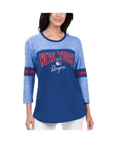 G-III 4HER BY CARL BANKS WOMEN'S G-III 4HER BY CARL BANKS BLUE NEW YORK RANGERS PLAY THE GAME 3/4-SLEEVE T-SHIRT
