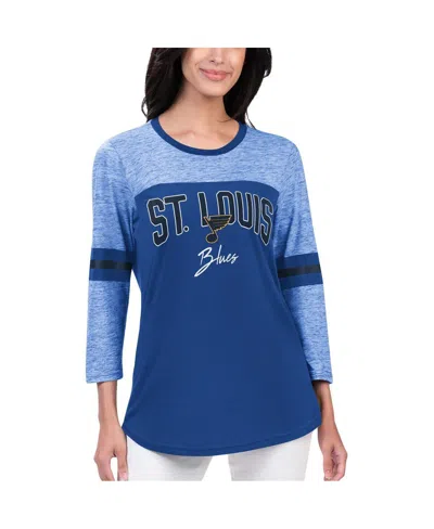 G-III 4HER BY CARL BANKS WOMEN'S G-III 4HER BY CARL BANKS BLUE ST. LOUIS BLUES PLAY THE GAME 3/4-SLEEVE T-SHIRT