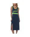 G-III 4HER BY CARL BANKS WOMEN'S G-III 4HER BY CARL BANKS COLLEGE NAVY SEATTLE SEAHAWKS MAIN FIELD MAXI DRESS
