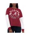 G-iii 4her By Carl Banks Women's  Crimson, White Alabama Crimson Tide Team Pride Colorblock Pullover In Crimson,white