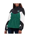 G-iii 4her By Carl Banks Women's  Green, Black New York Jets Tie Breaker Lightweight Quarter-zip Jack In Green,black