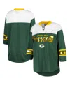 G-iii 4her By Carl Banks Women's  Green, White Green Bay Packers Double Team 3/4-sleeve Lace-up T-shi In Green,white