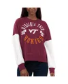 G-iii 4her By Carl Banks Women's  Maroon, White Virginia Tech Hokies Team Pride Colorblock Pullover S In Maroon,white