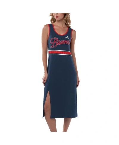 G-iii 4her By Carl Banks Women's  Navy Atlanta Braves Main Field Maxi Dress