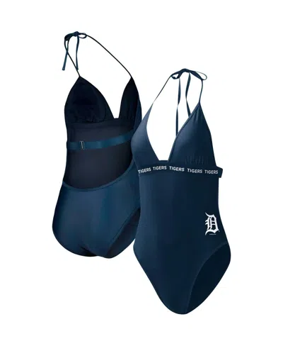G-iii 4her By Carl Banks Women's  Navy Detroit Tigers Full Count One-piece Swimsuit